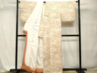 平和屋着物■上質な小紋　御所解文　暈し染め　鬼しぼ縮緬　正絹　逸品　CABI7721ev