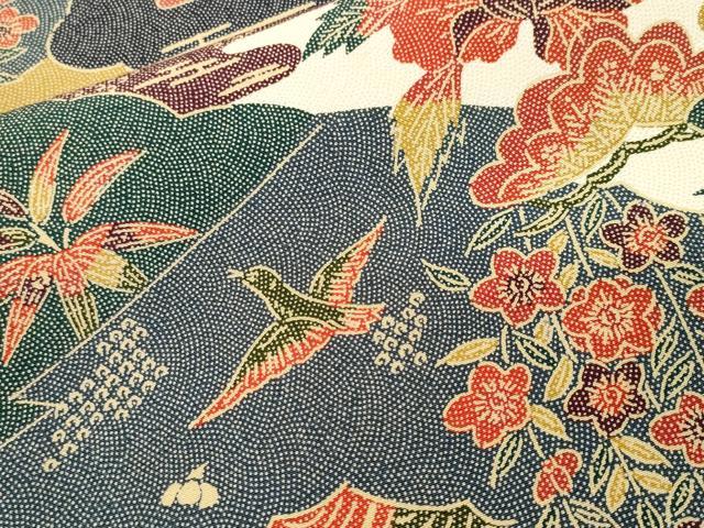 平和屋着物■上質な小紋　松竹梅花鳥文　正絹　逸品　CABI7722ev