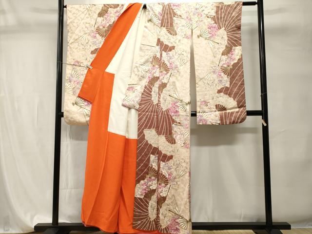 平和屋着物■豪華振袖　扇面草花文　金彩　正絹　逸品　CABI7730ev
