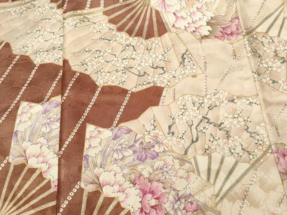 平和屋着物■豪華振袖　扇面草花文　金彩　正絹　逸品　CABI7730ev