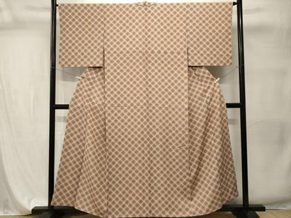 平和屋着物■上質な小紋　格子柄　正絹　逸品　CABI7733ev