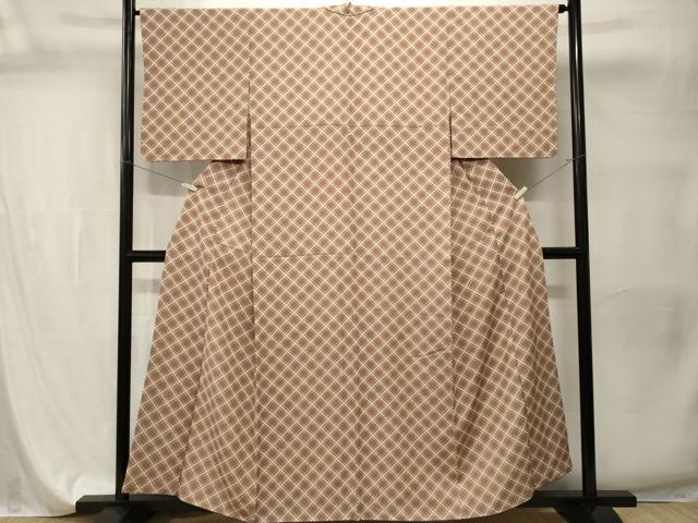 平和屋着物■上質な小紋　格子柄　正絹　逸品　CABI7733ev