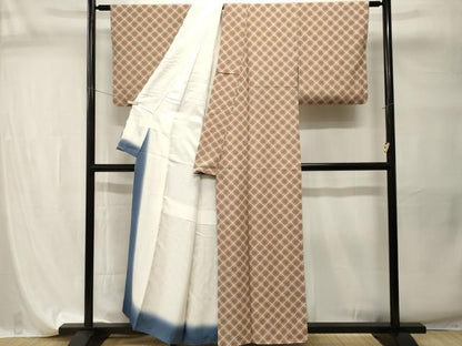 平和屋着物■上質な小紋　格子柄　正絹　逸品　CABI7733ev