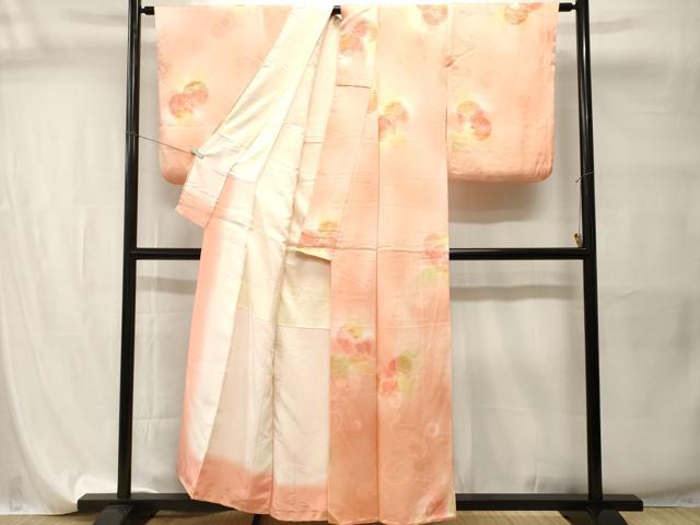 平和屋着物■上質な小紋　地紋起こし　雪輪絵皿花文　暈し染め　正絹　逸品　CABI7735ev