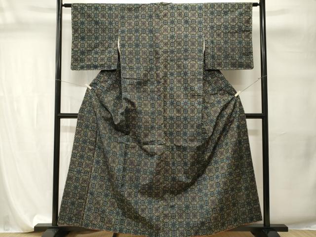 平和屋着物■上質な紬　蜀江幾何学文　正絹　逸品　CABI7740ev
