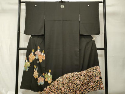 平和屋着物■豪華黒留袖　童子遊び　花唐草文　正絹　逸品　CABI7743ev