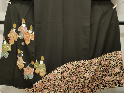 平和屋着物■豪華黒留袖　童子遊び　花唐草文　正絹　逸品　CABI7743ev
