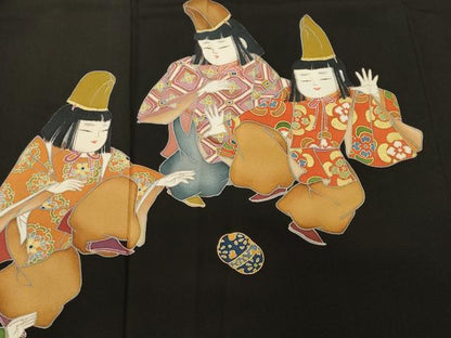 平和屋着物■豪華黒留袖　童子遊び　花唐草文　正絹　逸品　CABI7743ev