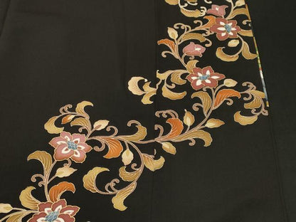 平和屋着物■豪華黒留袖　童子遊び　花唐草文　正絹　逸品　CABI7743ev