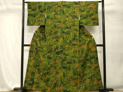 平和屋着物■上質な小紋　幾何学文　暈し染め　正絹　逸品　CABI7747ev