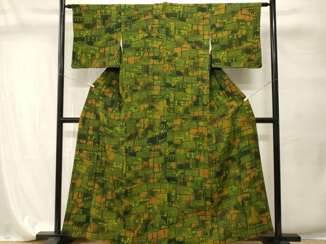 平和屋着物■上質な小紋　幾何学文　暈し染め　正絹　逸品　CABI7747ev
