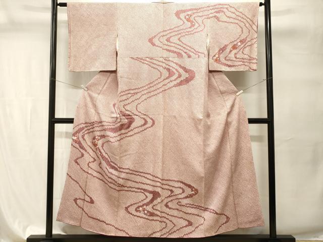 平和屋着物■訪問着　刺繍　絞り　流水花文　正絹　逸品　CABI7748ev