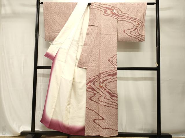 平和屋着物■訪問着　刺繍　絞り　流水花文　正絹　逸品　CABI7748ev