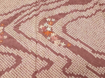 平和屋着物■訪問着　刺繍　絞り　流水花文　正絹　逸品　CABI7748ev