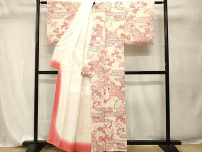 平和屋着物■上質な小紋　エ霞渡り橋楓文　正絹　逸品　CABI7752ev