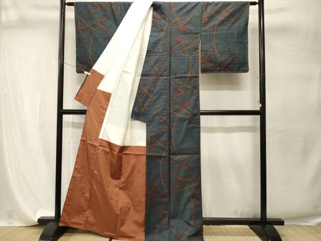 平和屋着物■本場大島紬　７マルキ　抽象文　正絹　逸品　CABI7756ev
