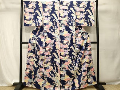 平和屋着物■上質な小紋　短冊扇面枝梅文　金銀彩　正絹　逸品　CABI7757ev