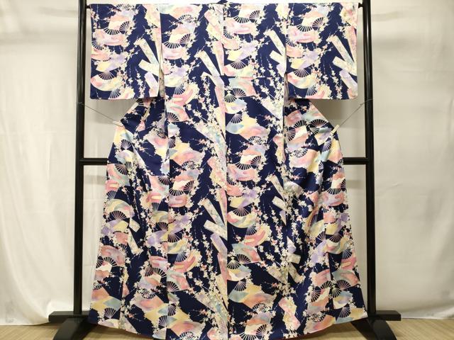 平和屋着物■上質な小紋　短冊扇面枝梅文　金銀彩　正絹　逸品　CABI7757ev