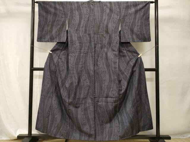 平和屋着物■上質な紬　よろけ縞唐草文　正絹　逸品　CABI7760ev