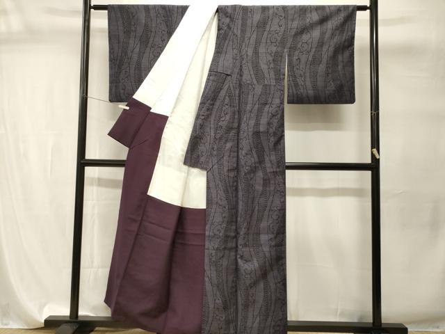 平和屋着物■上質な紬　よろけ縞唐草文　正絹　逸品　CABI7760ev