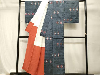 平和屋着物■上質な紬　絣文様　正絹　逸品　CABI7762ev