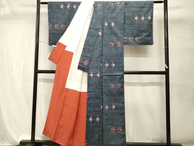 平和屋着物■上質な紬　絣文様　正絹　逸品　CABI7762ev