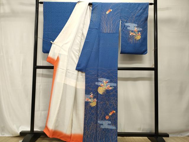平和屋着物■訪問着　絞り　エ霞芒花籠文　金彩　正絹　逸品　CABI7768ev