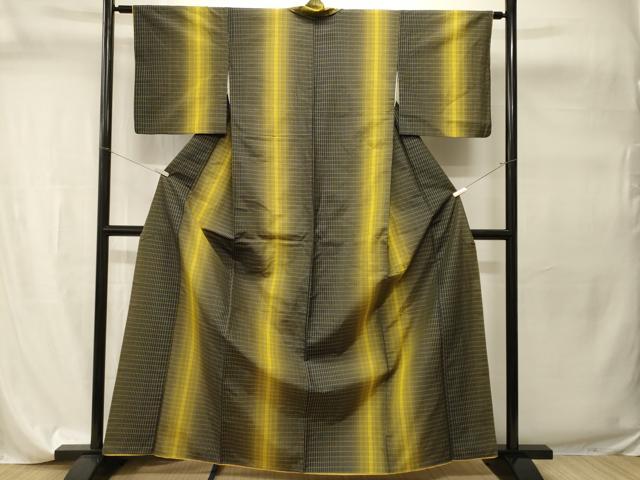 平和屋着物■上質な紬　格子間道　正絹　逸品　CABI7770ev