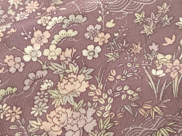 平和屋着物■上質な小紋　流水草花文　正絹　逸品　CABI7771ev