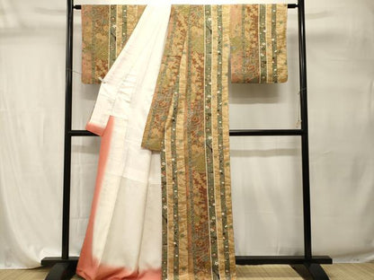 平和屋着物■上質な小紋　吉祥花丸間道　暈し染め　金彩　正絹　逸品　CABI7774ev