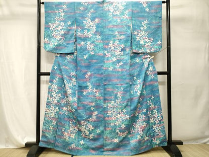 平和屋着物■上質な小紋　草花文　暈し染め　正絹　逸品　CABI7777ev