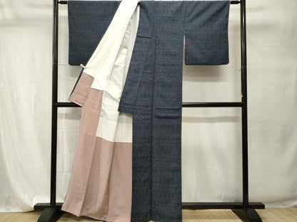 平和屋着物■上質な紬　横段幾何学文　正絹　逸品　CABI7782ev