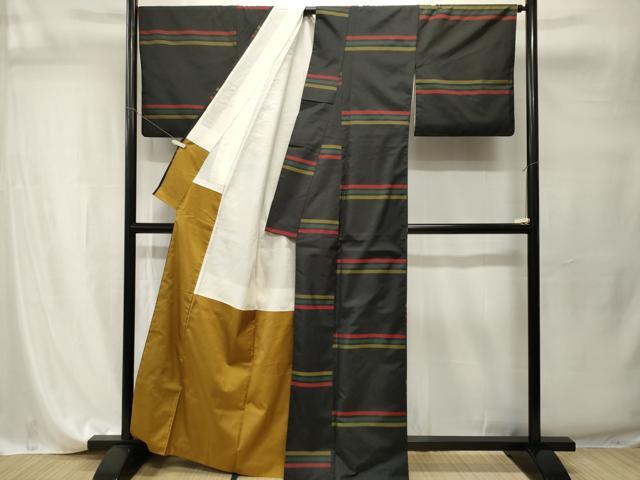 平和屋着物■本場染大島紬　横段文　正絹　逸品　CABI7790ev