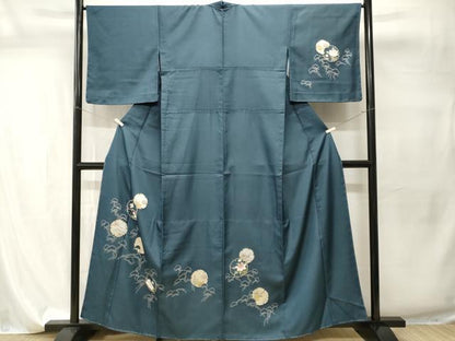 平和屋着物■小紋　雪輪松草花文　金彩　やまと誂製　胴抜き仕立て　洗える着物　CABI7808ev