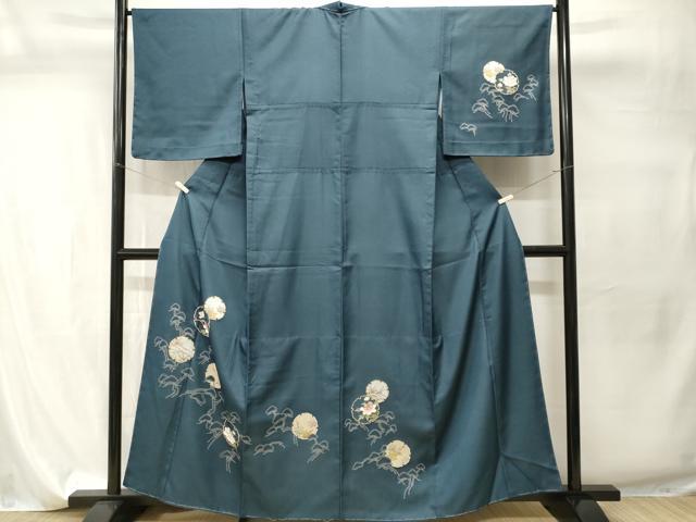 平和屋着物■小紋　雪輪松草花文　金彩　やまと誂製　胴抜き仕立て　洗える着物　CABI7808ev