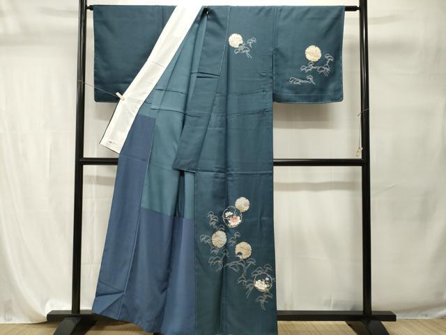平和屋着物■小紋　雪輪松草花文　金彩　やまと誂製　胴抜き仕立て　洗える着物　CABI7808ev