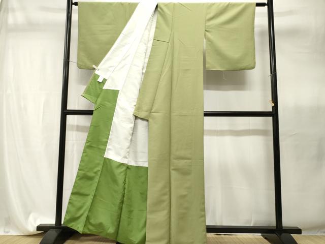 平和屋着物■色無地　苗色　洗える着物　CABI7818ev