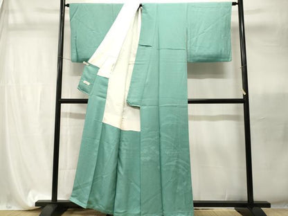 平和屋着物■訪問着　色無地　雪芝青海波地紋　浅緑色　やまと誂製　正絹　逸品　CABI7819ev