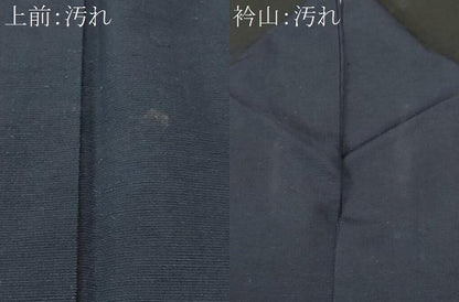 平和屋着物■上質な色無地　紬地　鉄紺色　正絹　逸品　CABI7821ev