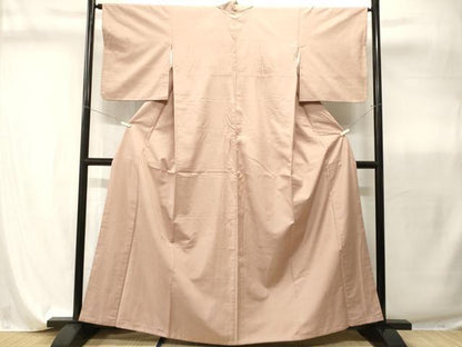 平和屋着物■上質な色無地　紬地　薄柿色　正絹　逸品　CABI7825ev