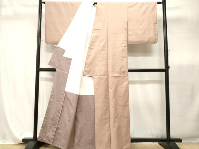 平和屋着物■上質な色無地　紬地　薄柿色　正絹　逸品　CABI7825ev