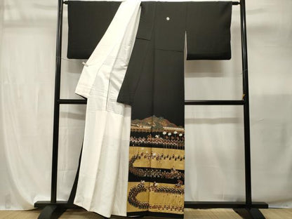 平和屋着物■豪華黒留袖　作家物　大名行列　純金箔　正絹　逸品　CABI7833ev