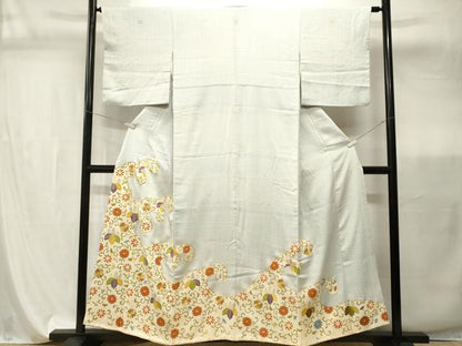 平和屋着物■豪華色留袖　駒刺繍　立波花唐草文　金彩　正絹　逸品　CABI7835ev