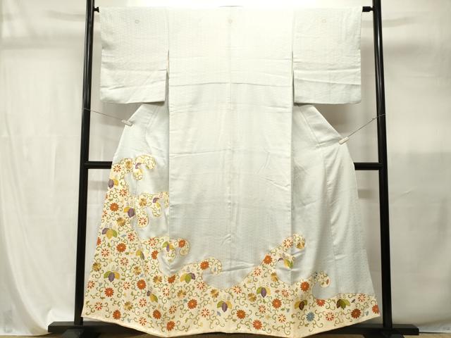 平和屋着物■豪華色留袖　駒刺繍　立波花唐草文　金彩　正絹　逸品　CABI7835ev