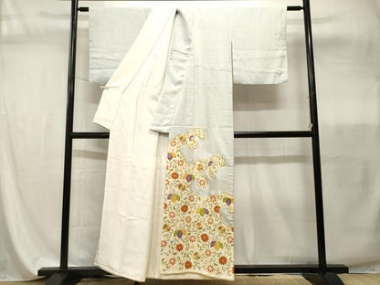 平和屋着物■豪華色留袖　駒刺繍　立波花唐草文　金彩　正絹　逸品　CABI7835ev
