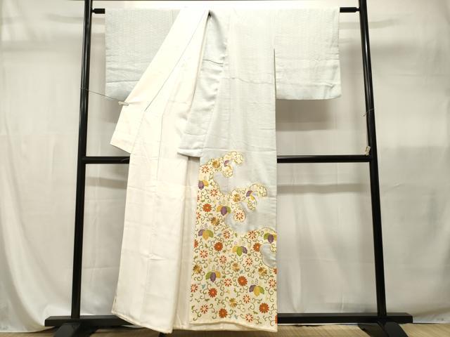 平和屋着物■豪華色留袖　駒刺繍　立波花唐草文　金彩　正絹　逸品　CABI7835ev