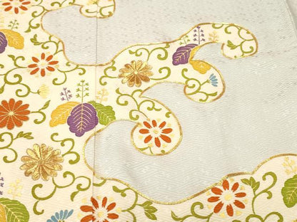 平和屋着物■豪華色留袖　駒刺繍　立波花唐草文　金彩　正絹　逸品　CABI7835ev