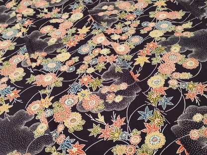 平和屋着物■上質な小紋　紬地　雲取り草花文　正絹　逸品　CABI7838ev