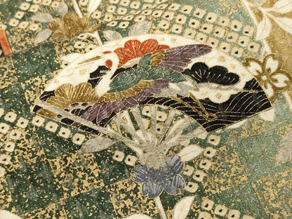 平和屋着物■上質な小紋　扇面飛鶴枝花蝶文　暈し染め　金彩　やまと誂製　正絹　逸品　CABI7840ev
