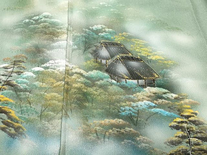 平和屋着物■豪華色留袖　樹林風景文　暈し染め　金彩　鬼しぼ縮緬　正絹　逸品　CABI7845ev
